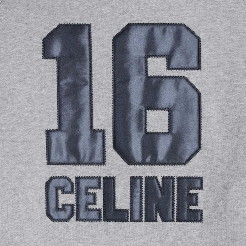 Celine 16 Hoodie In Pamuklu Fleece Elbise Gri Lacivert | CL-592880