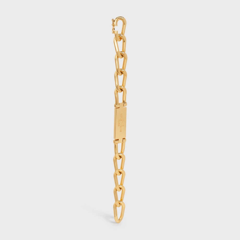 Celine 16 Rue Vivienne Gourmette In Brass With Gold Finish Bilezik Altın | CL-592212
