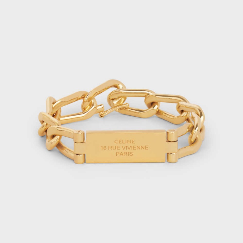Celine 16 Rue Vivienne Gourmette In Brass With Gold Finish Bilezik Altın | CL-592212
