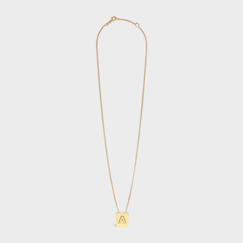 Celine Alphabet A In Brass With Gold Finish Kolye Altın | CL-592264