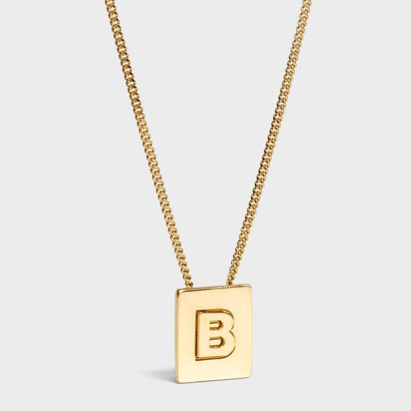 Celine Alphabet B In Brass With Gold Finish Kolye Altın | CL-592265
