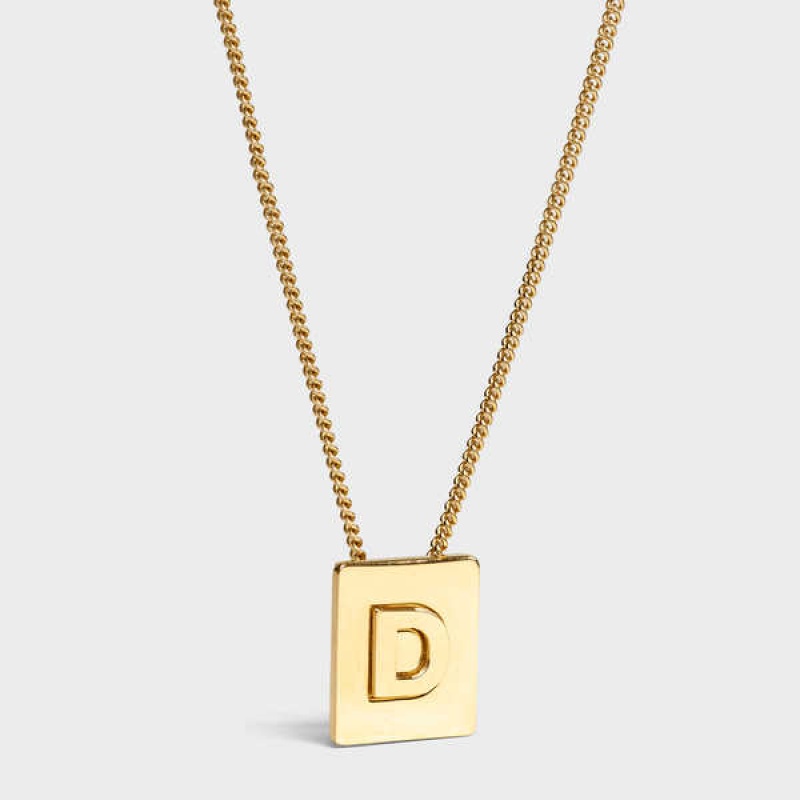 Celine Alphabet D In Brass With Gold Finish Kolye Altın | CL-592267
