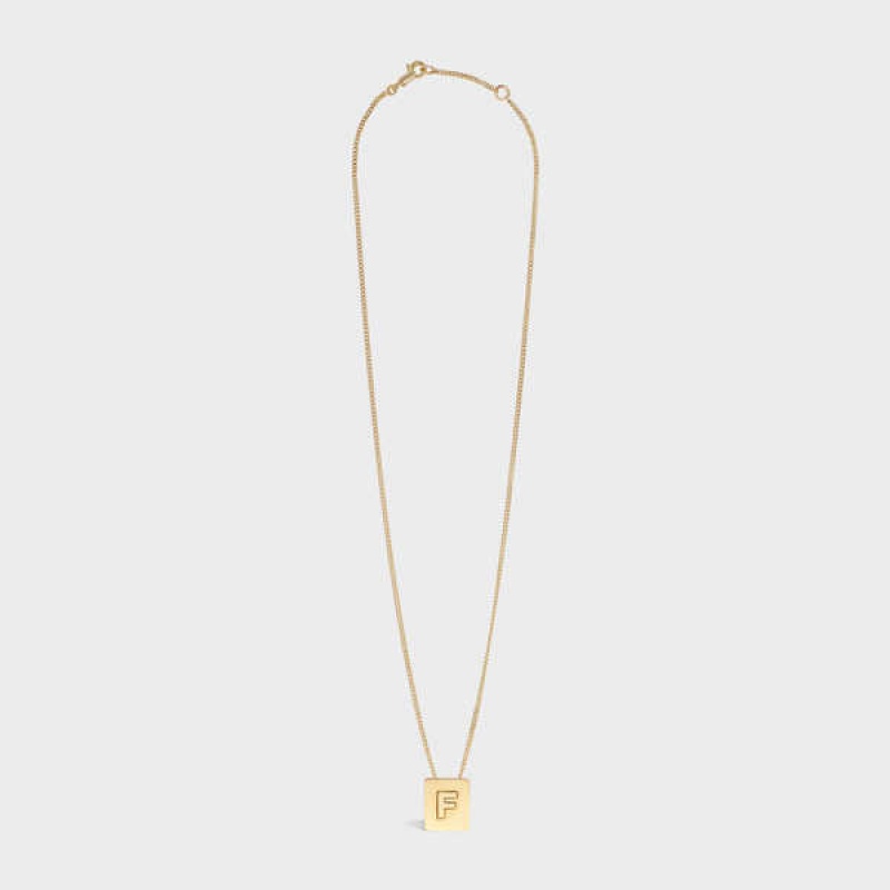 Celine Alphabet F In Brass With Gold Finish Kolye Altın | CL-592269