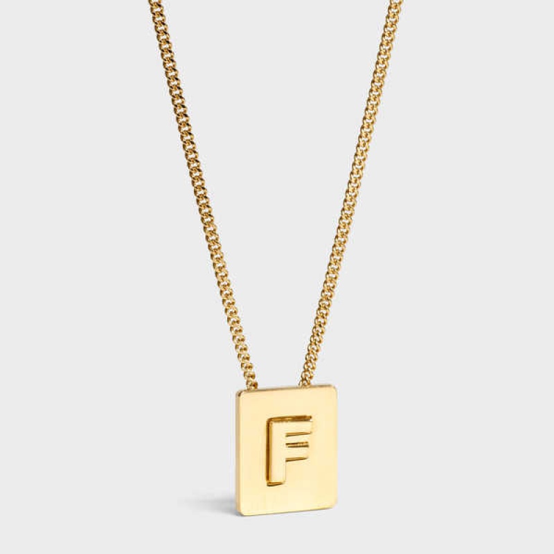 Celine Alphabet F In Brass With Gold Finish Kolye Altın | CL-592269