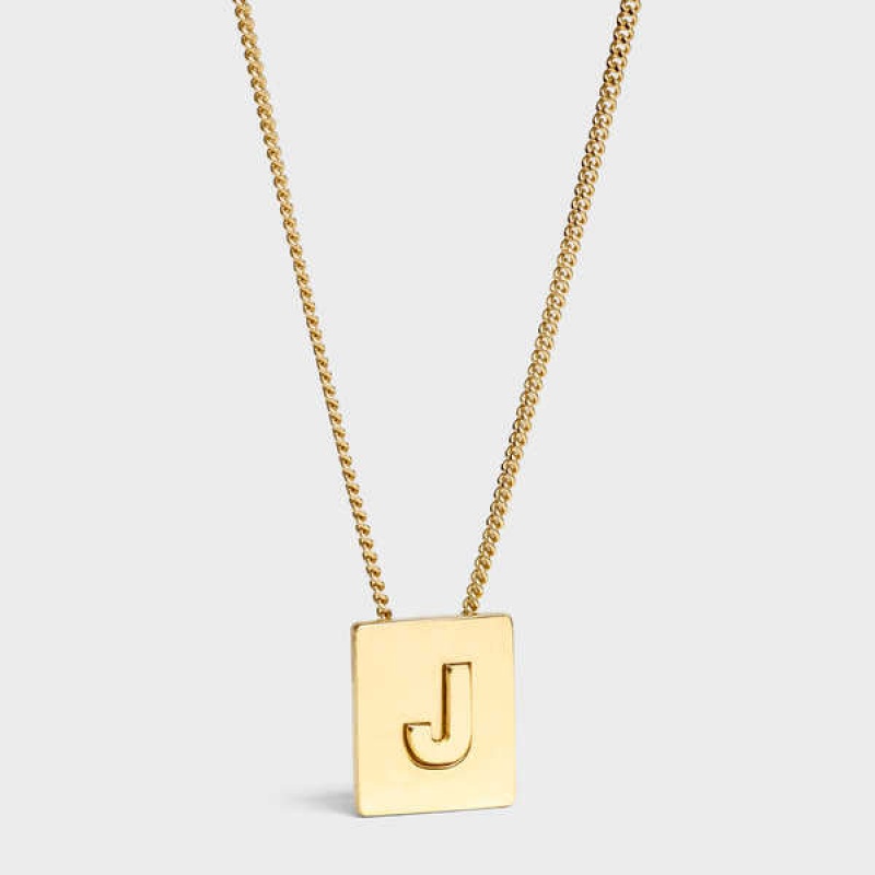 Celine Alphabet J In Brass With Gold Finish Kolye Altın | CL-592273