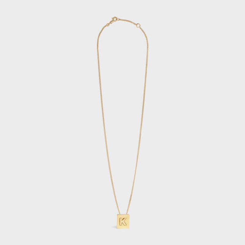 Celine Alphabet K In Brass With Gold Finish Kolye Altın | CL-592274