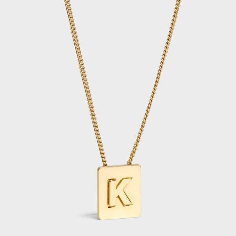 Celine Alphabet K In Brass With Gold Finish Kolye Altın | CL-592274