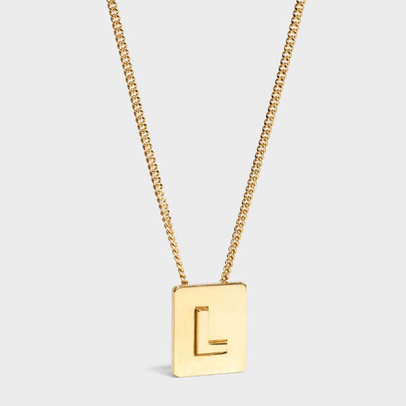Celine Alphabet L In Brass With Gold Finish Kolye Altın | CL-592275