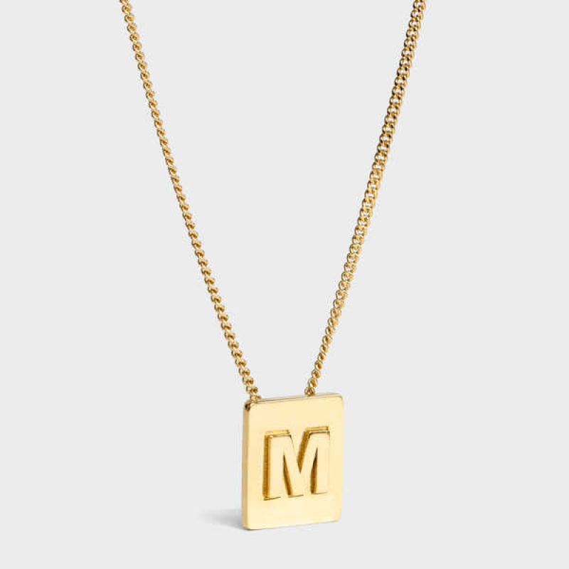 Celine Alphabet M In Brass With Gold Finish Kolye Altın | CL-592276