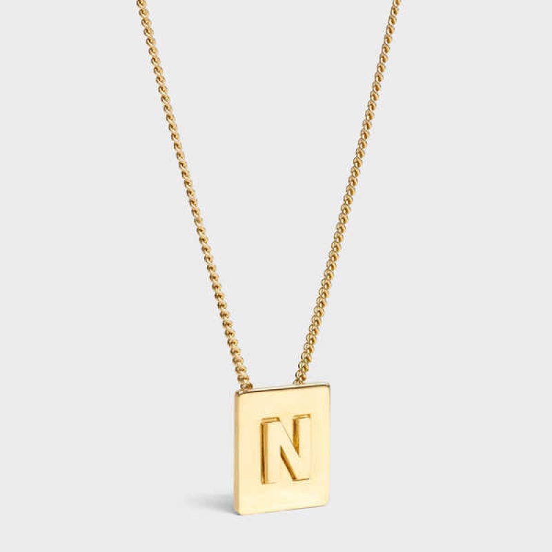 Celine Alphabet N In Brass With Gold Finish Kolye Altın | CL-592277
