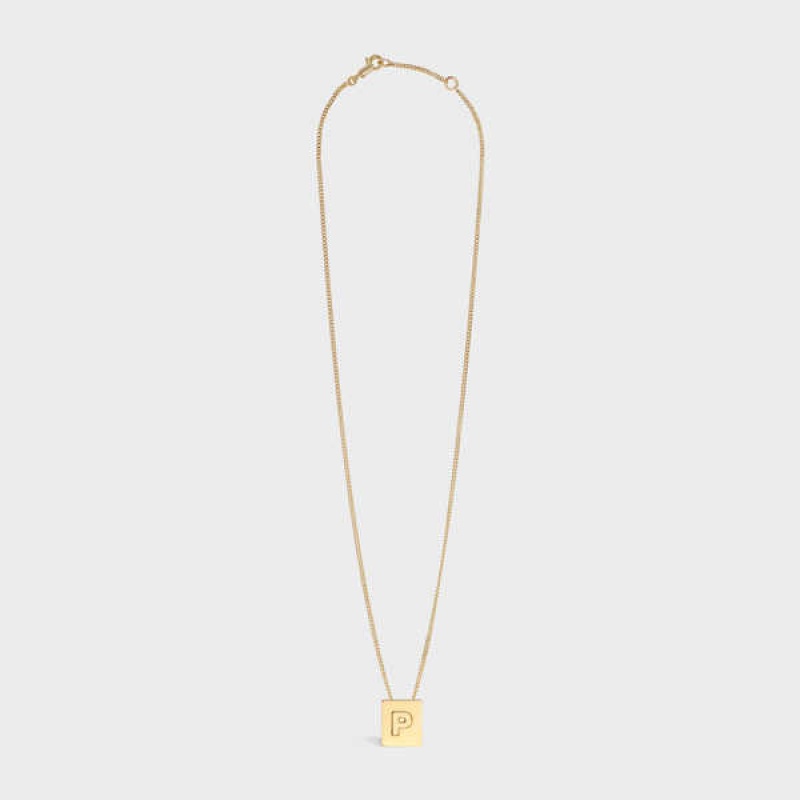 Celine Alphabet P In Brass With Gold Finish Kolye Altın | CL-592279