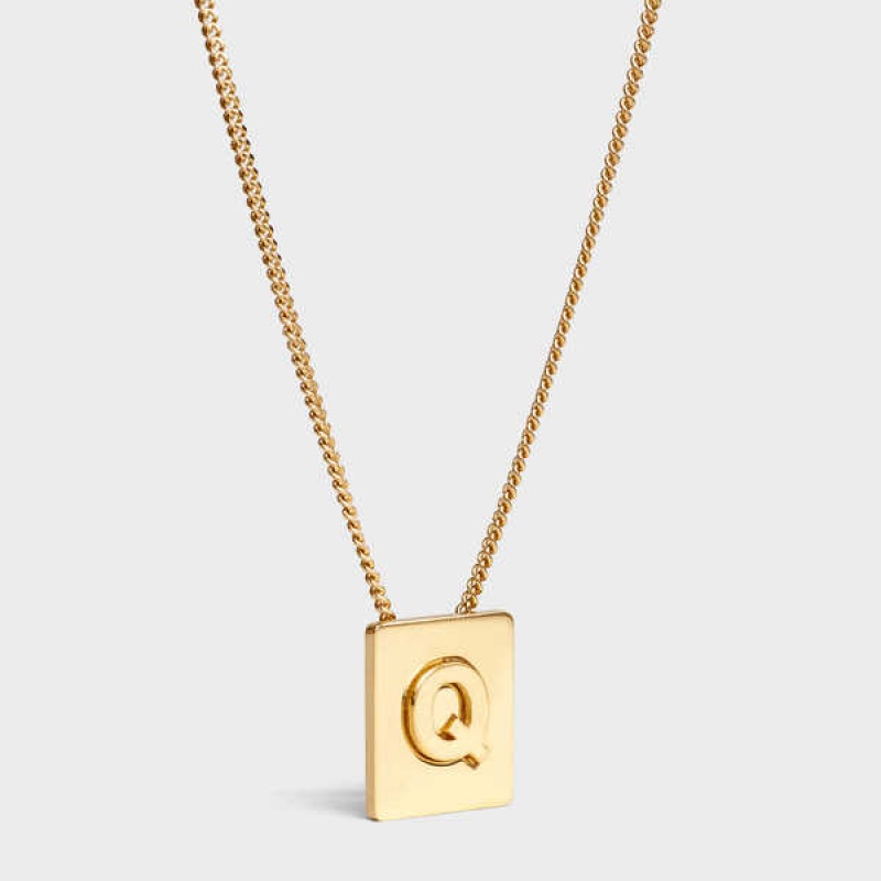 Celine Alphabet Q In Brass With Gold Finish Kolye Altın | CL-592280