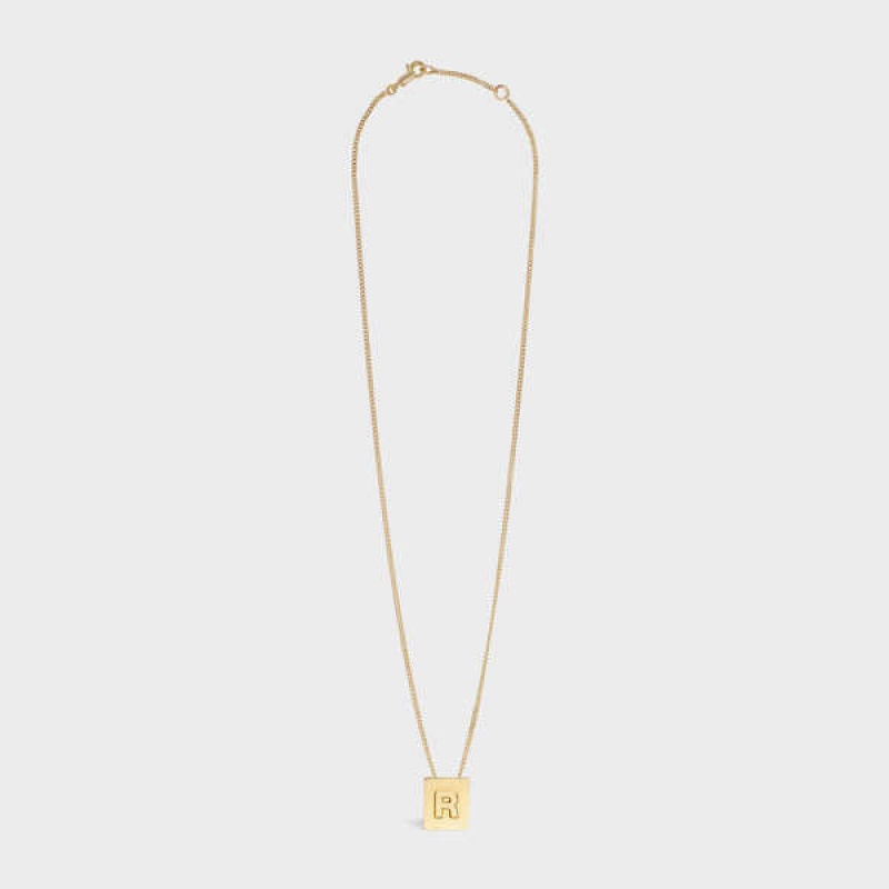 Celine Alphabet R In Brass With Gold Finish Kolye Altın | CL-592281