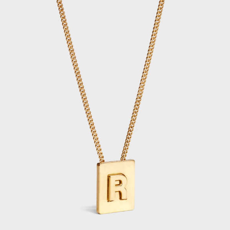 Celine Alphabet R In Brass With Gold Finish Kolye Altın | CL-592281