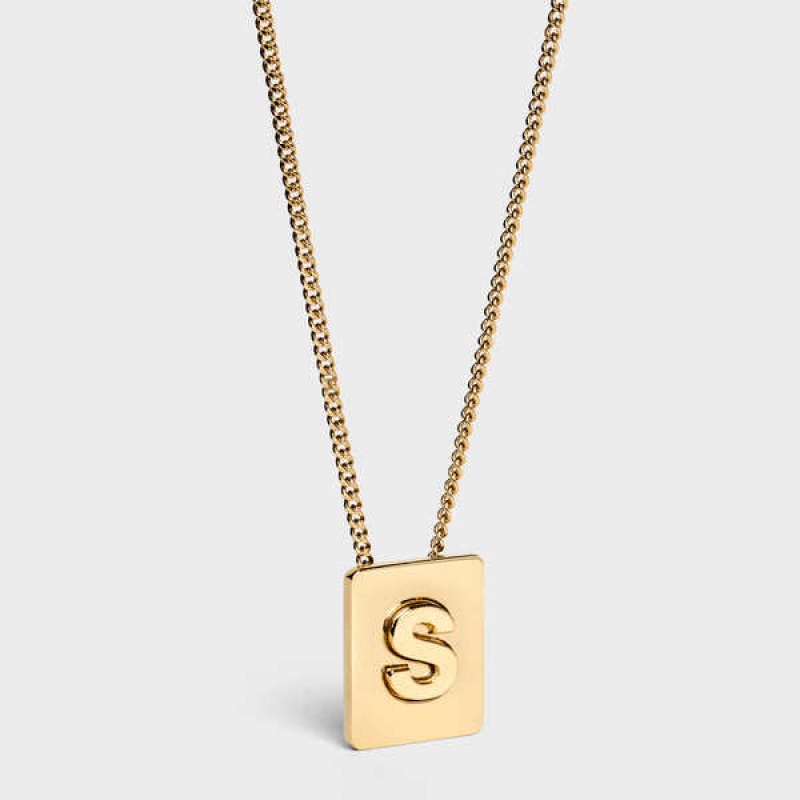 Celine Alphabet S In Brass With Gold Finish Kolye Altın | CL-592282