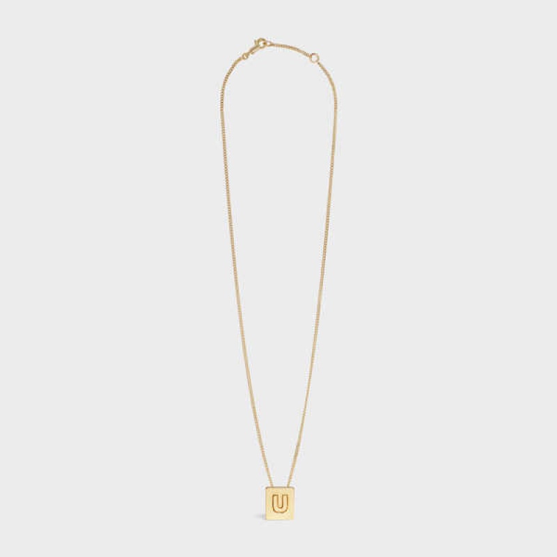 Celine Alphabet U In Brass With Gold Finish Kolye Altın | CL-592284