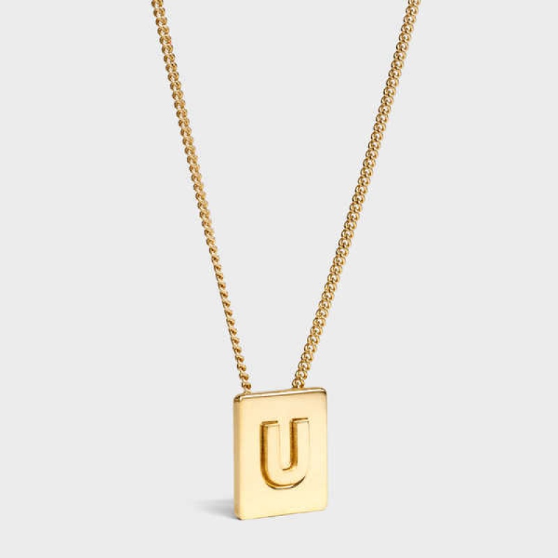 Celine Alphabet U In Brass With Gold Finish Kolye Altın | CL-592284