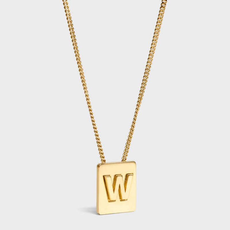 Celine Alphabet W In Brass With Gold Finish Kolye Altın | CL-592286