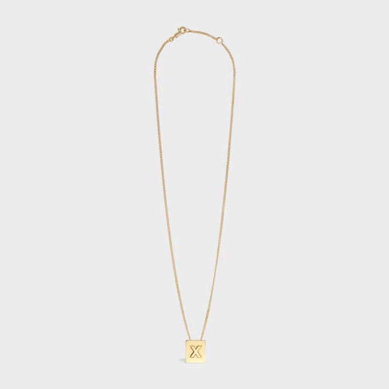 Celine Alphabet X In Brass With Gold Finish Kolye Altın | CL-592287