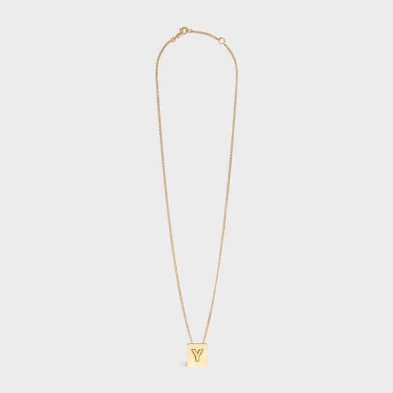 Celine Alphabet Y In Brass With Gold Finish Kolye Altın | CL-592288