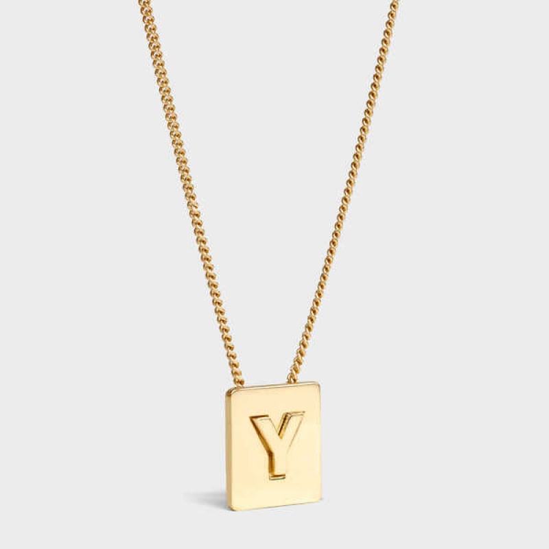 Celine Alphabet Y In Brass With Gold Finish Kolye Altın | CL-592288