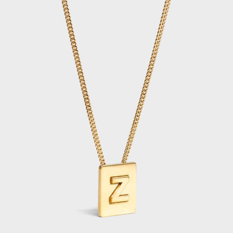 Celine Alphabet Z In Brass With Gold Finish Kolye Altın | CL-592289