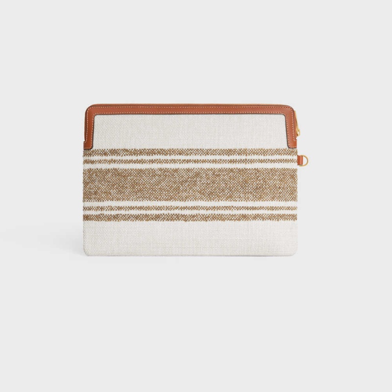 Celine Askılı In Çizgili Tekstil With Celine Jacquard Kese Çanta Kahverengi Kahverengi | CL-592887