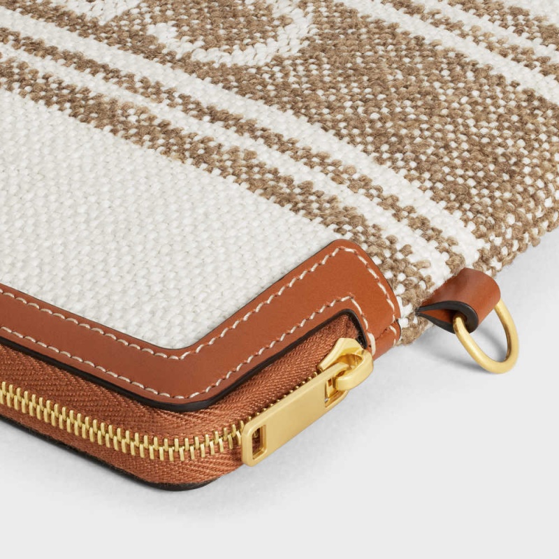Celine Askılı In Çizgili Tekstil With Celine Jacquard Kese Çanta Kahverengi Kahverengi | CL-592887