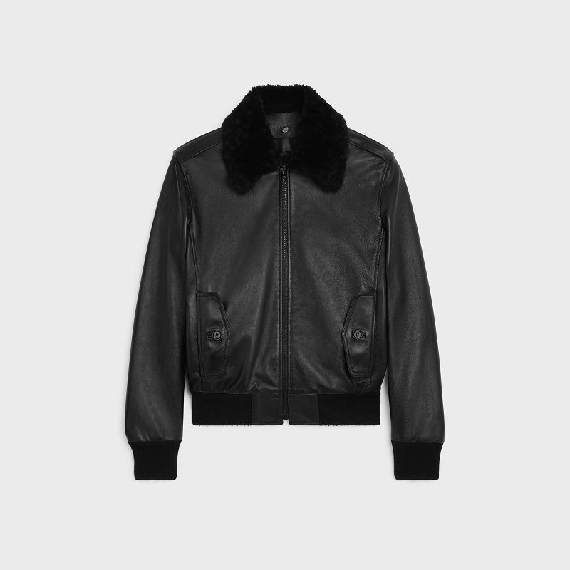 Celine Aviator Shearling Blouson In Soft Leather Siyah | CL-591927