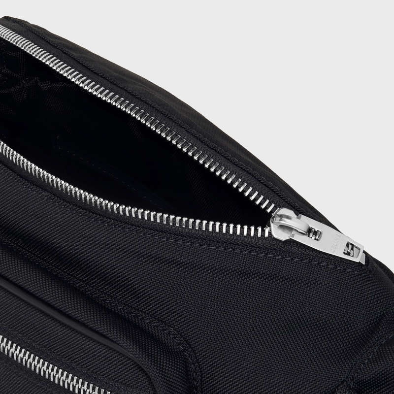 Celine Bag Doğa Yürüyüşü In Naylon With Celine Print Omuz Çantası Siyah | CL-591848