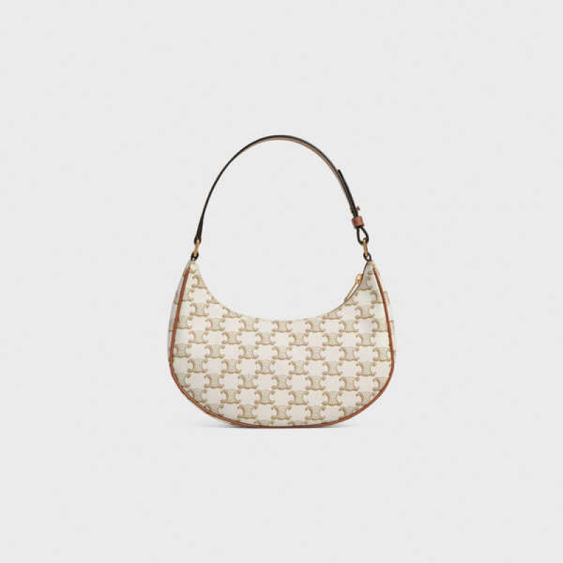 Celine Bag In Triomphe Kanvas And Calfskin Ava Beyaz | CL-593104