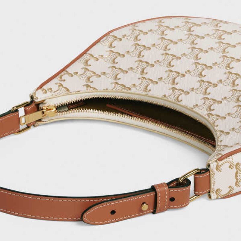 Celine Bag In Triomphe Kanvas And Calfskin Ava Beyaz | CL-593104