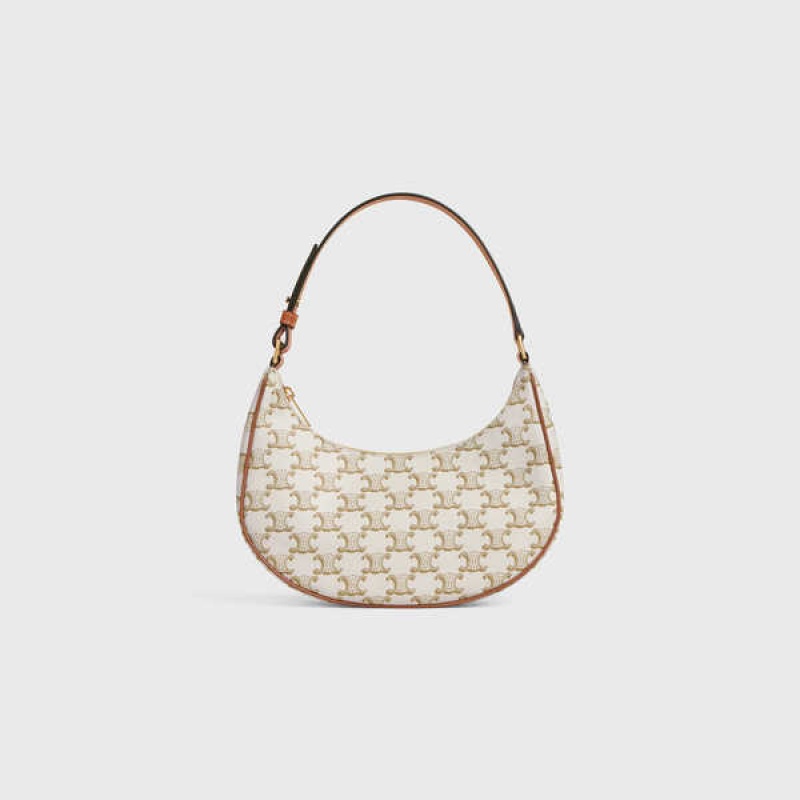 Celine Bag In Triomphe Kanvas And Calfskin Ava Beyaz | CL-593104