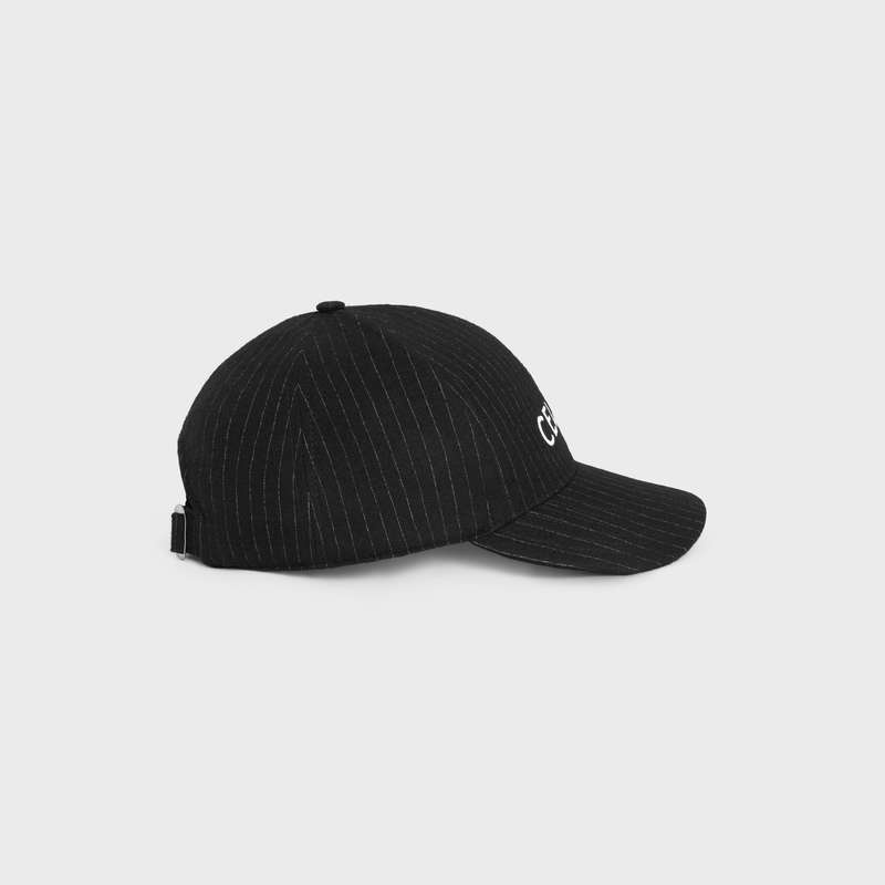 Celine Baseball In Çizgili Flannel Şapka Siyah | CL-591691