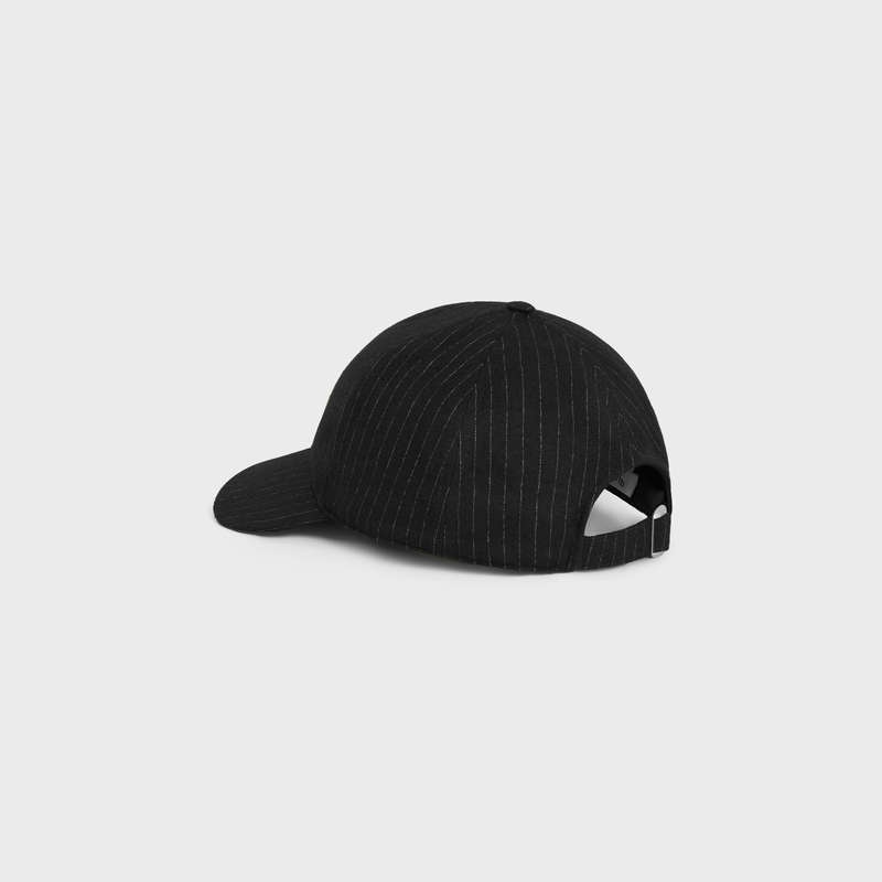 Celine Baseball In Çizgili Flannel Şapka Siyah | CL-591691