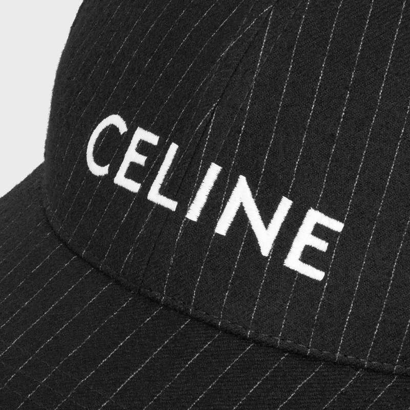 Celine Baseball In Çizgili Flannel Şapka Siyah | CL-591691
