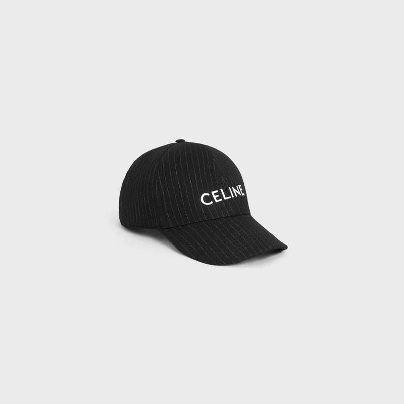 Celine Baseball In Çizgili Flannel Şapka Siyah | CL-591691