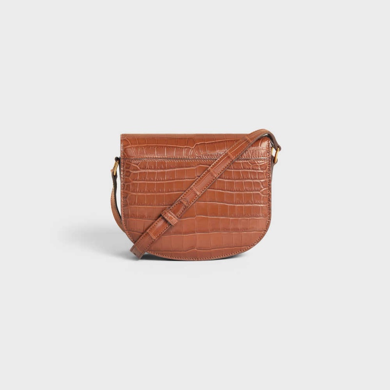 Celine Besace Clea In Niloticus Crocodile Triomphe Kahverengi | CL-593222