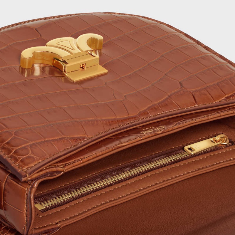 Celine Besace Clea In Niloticus Crocodile Triomphe Kahverengi | CL-593222