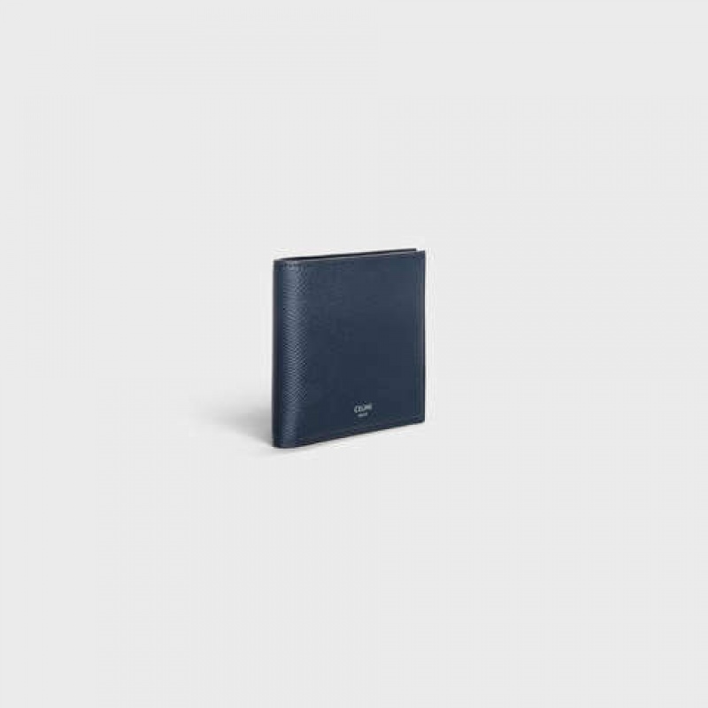 Celine Bi-fold In Grained Calfskin Cüzdan Lacivert Mavi | CL-591790