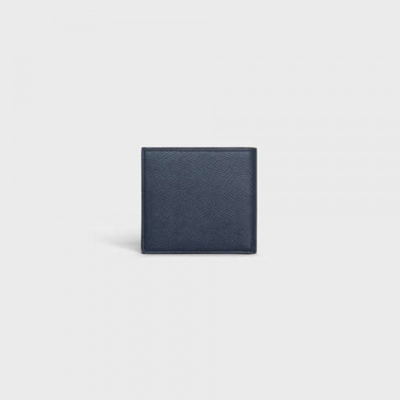 Celine Bi-fold In Grained Calfskin Cüzdan Lacivert Mavi | CL-591790