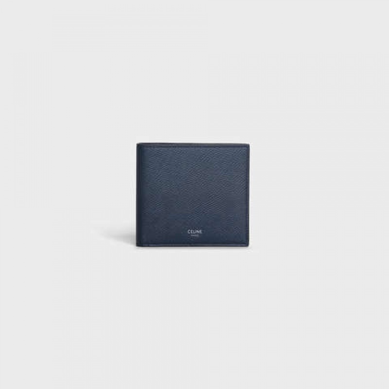 Celine Bi-fold In Grained Calfskin Cüzdan Lacivert Mavi | CL-591790