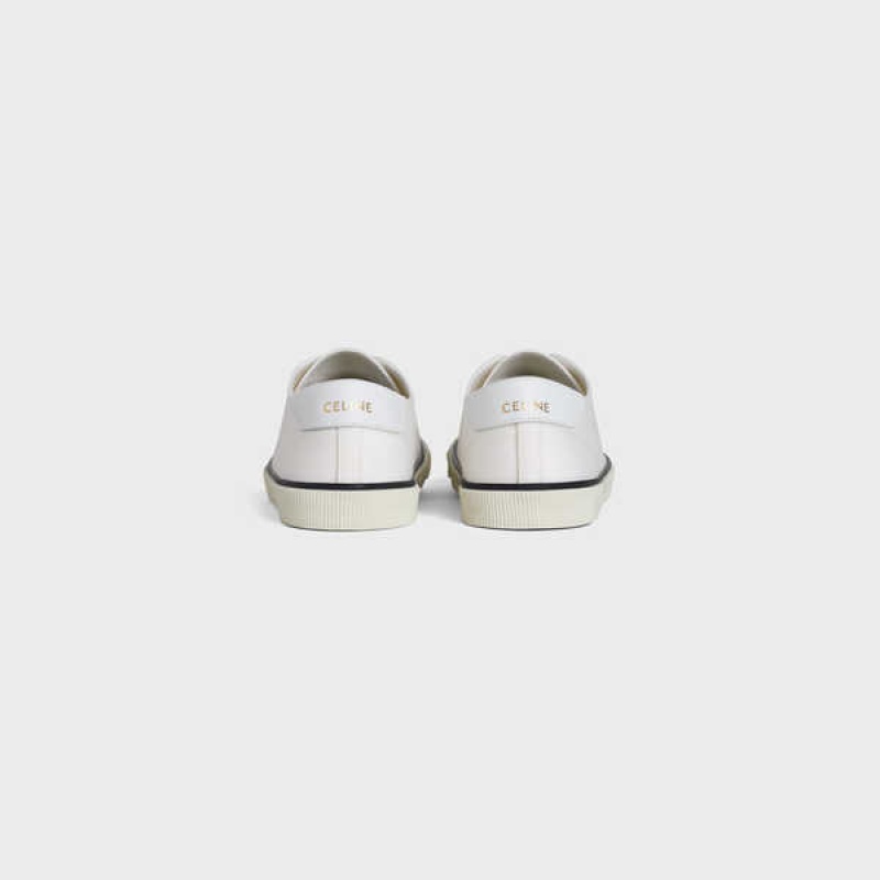Celine Blank Low Dantel Up With Burunlu In Kanvas And Calfskin Spor Ayakkabı Beyaz | CL-592555