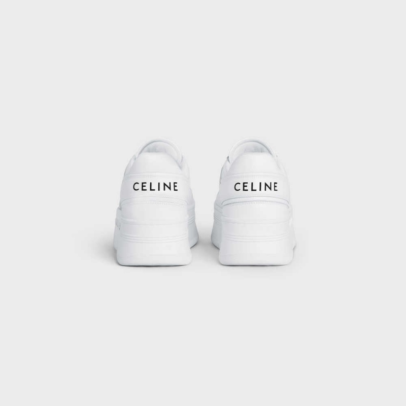 Celine Block Sneakers With Wedge Outsole In Calfskin Spor Ayakkabı Beyaz | CL-592547