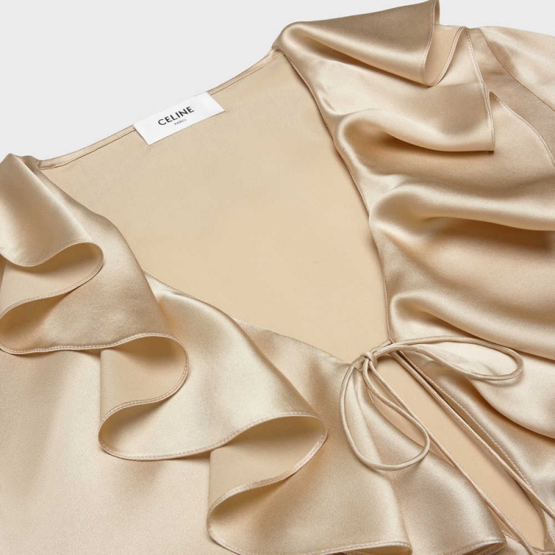 Celine Blouse With Jabot In Satin Crepe Gömlek Kayısı Rengi | CL-592815
