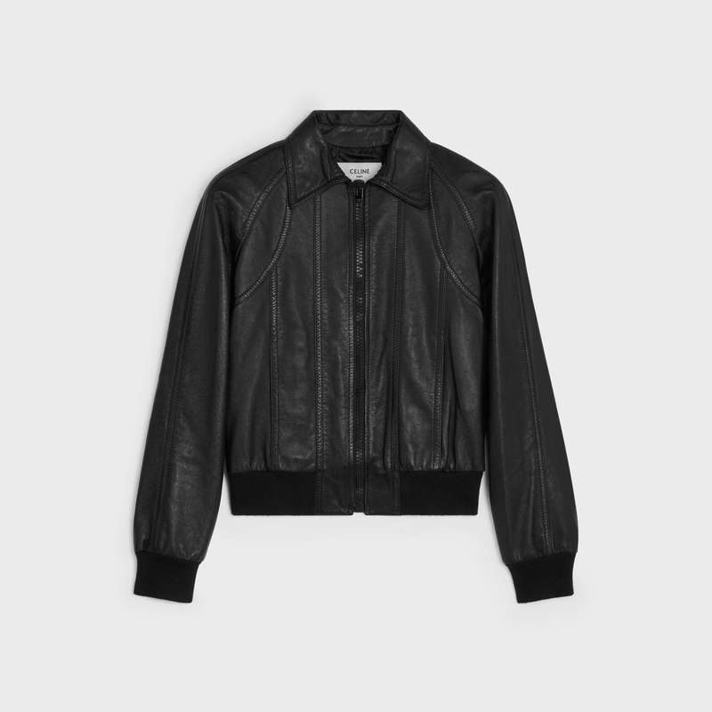 Celine Blouson With Cutouts In Soft Leather Siyah | CL-591918