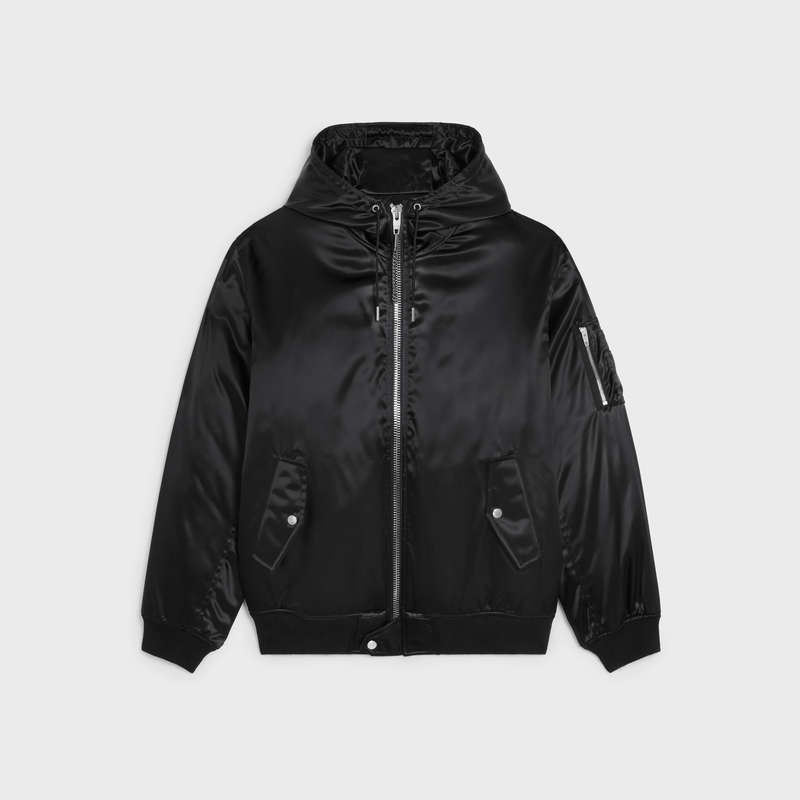 Celine Bomber In Satin-finish Naylon Blousons Siyah | CL-591956