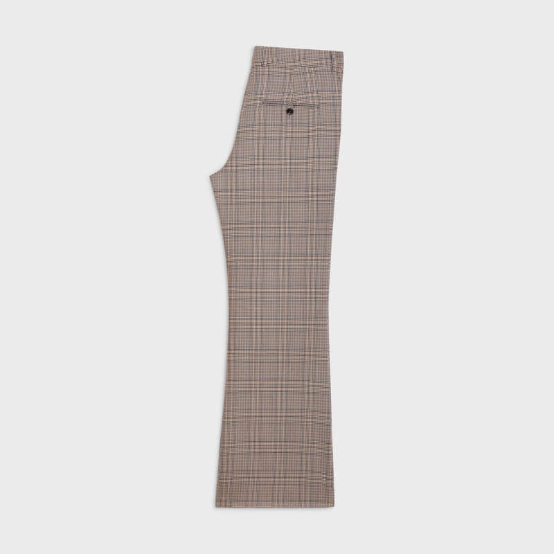 Celine Bootcut In Prince Of Wales Check Yün Pantolonlar Kahverengi Kahverengi | CL-592029