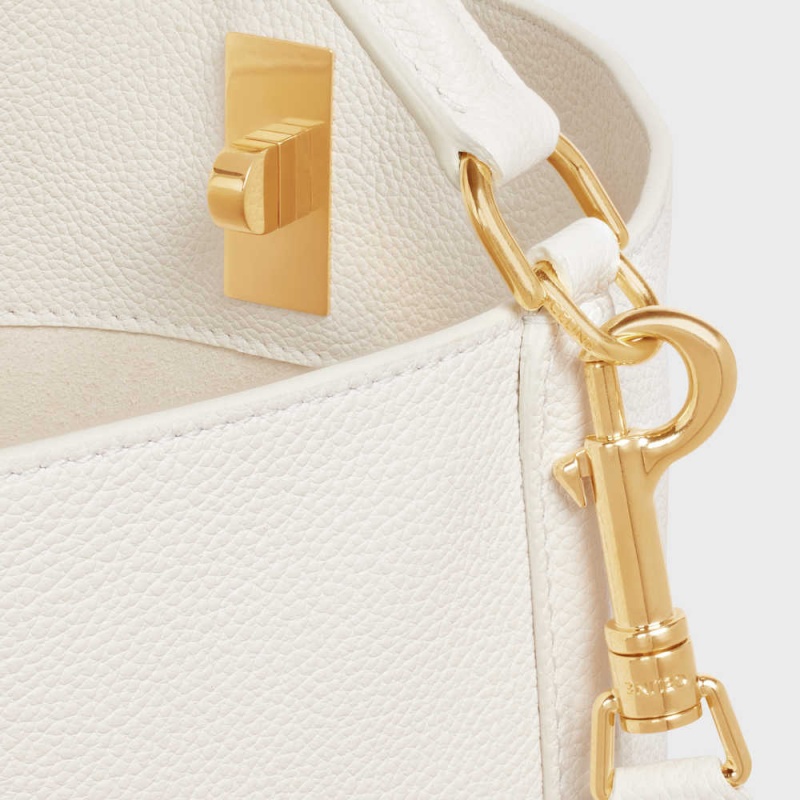 Celine Bucket Bag In Supple Grained Calfskin 16 Beyaz | CL-593258