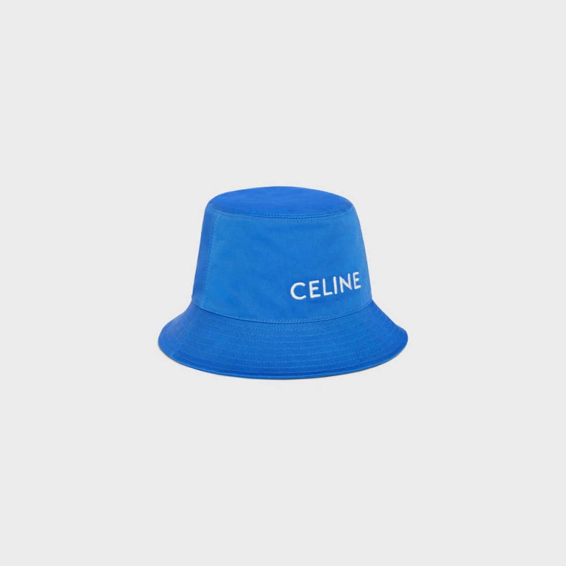 Celine Bucket In Pamuklu Gabardine Şapka Mavi | CL-592351